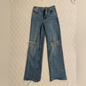 Zara high waisted, wide leg, full length jeans.